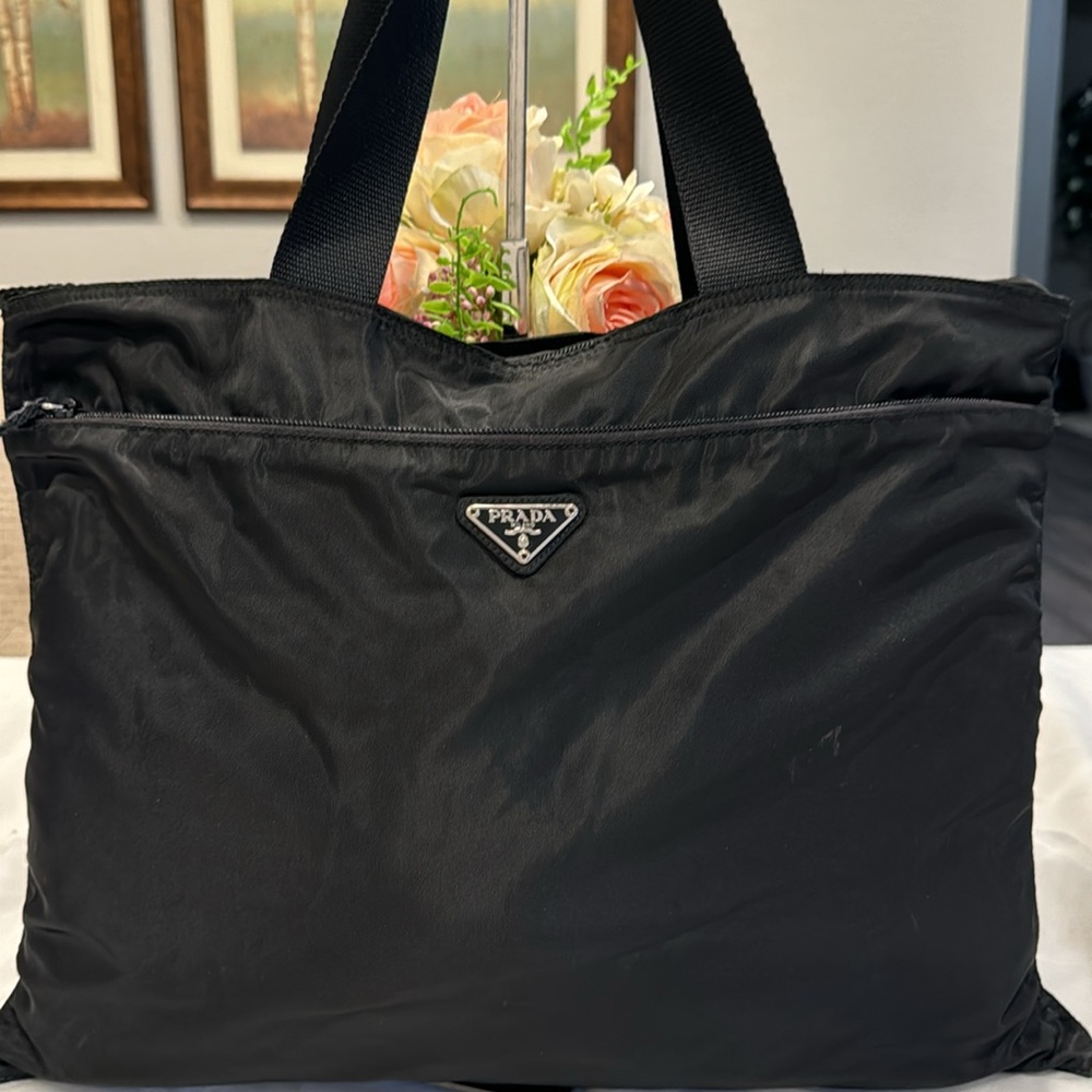 Prada Black Nylon Shoulder Tote - Picture 2 of 14